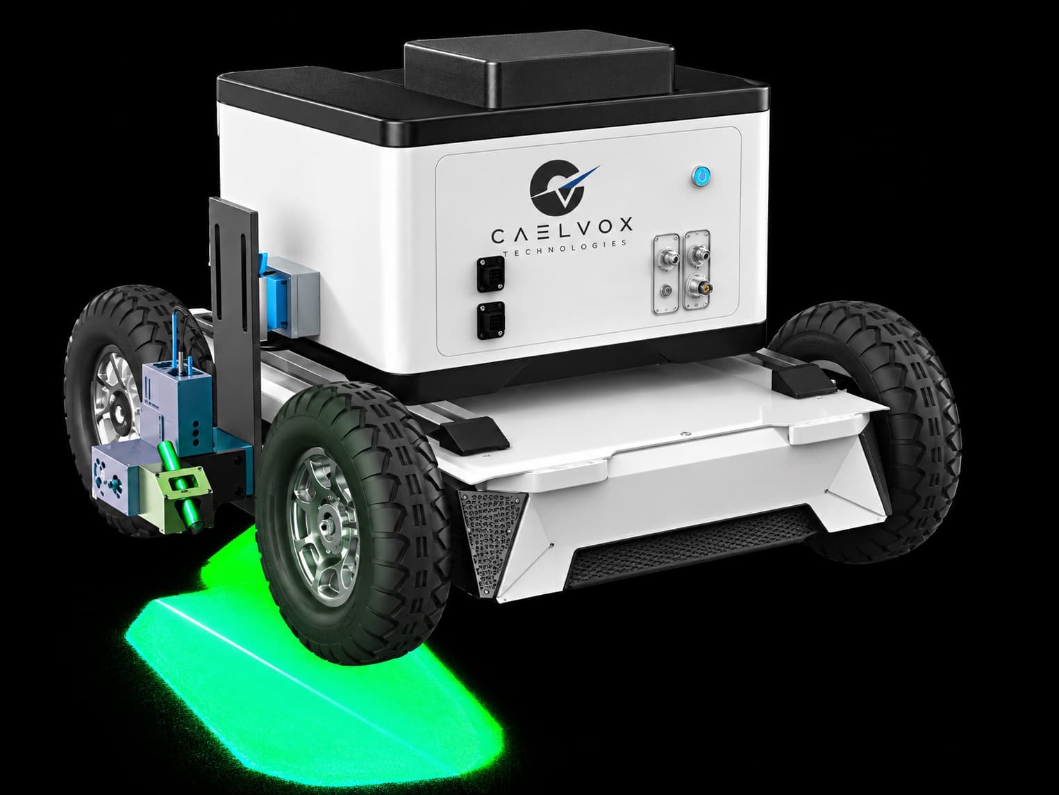Wheeled robotic terahertz inspection platform with line-laser guidance