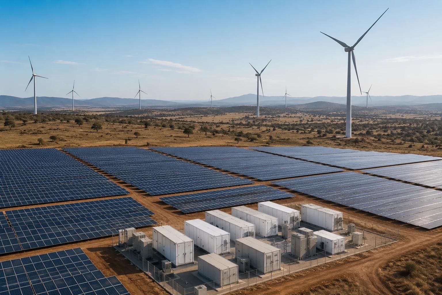 Solar farm with module rows